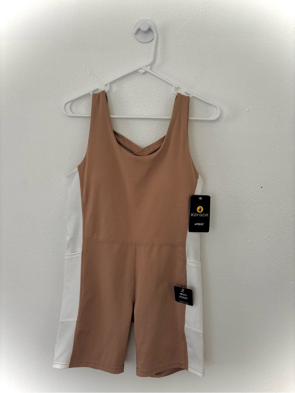 Body Glove Taupe Active Romper with White Accent